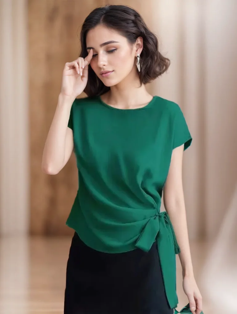 Women Spring Summer Style Blouses Shirts Lady Casual O-Neck Short Sleeve Bow Tie Decor Blusas Tops 8 Women Spring Summer Style Blouses Shirts Lady Casual O-Neck Short Sleeve Bow Tie Decor Blusas Tops