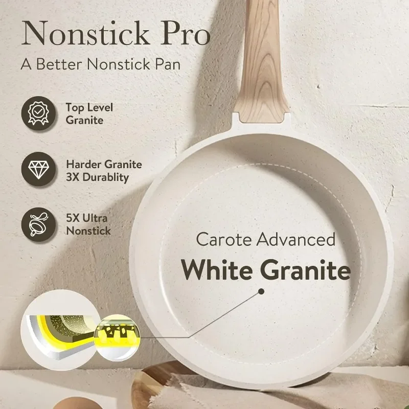 Carote Nonstick Pots and Pans Set, 8 Pcs Granite Stone Kitchen Cookware  Sets (Black) - AliExpress