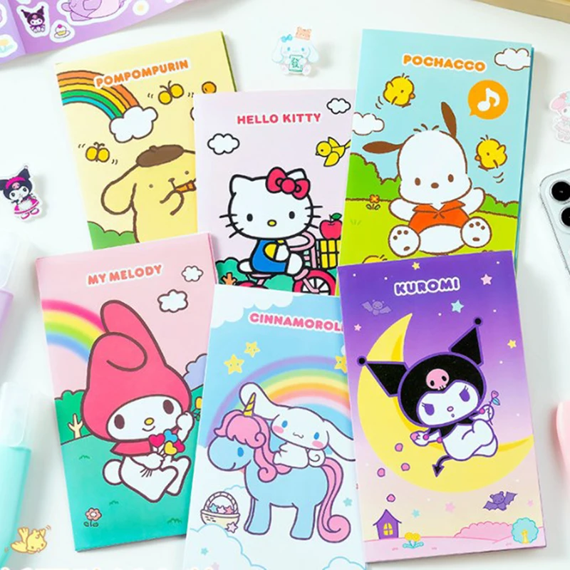 

Мультяшные стикеры Sanrio Pompompurin Cinnamoroll Kuromi Hello Kitty, стикеры, книжка «сделай сам», скрапбукинг, наклейка, игрушки для девочек