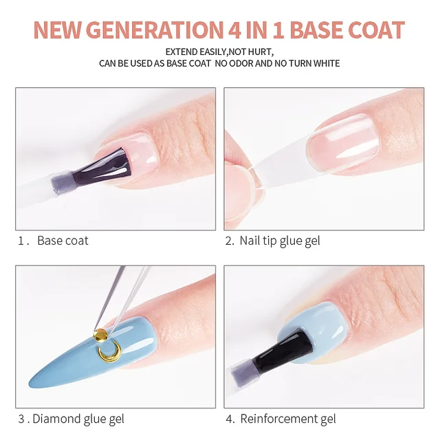 4 In 1 Base Coat Function 15ML Soak Off LED UV Gel Nail Polish Long Lasting Nails Tip Glue Art Tools Varnish Lacquer 2