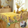 1 Easter Round Tablecloth, 5 Sizes Available, Polka Dot Easter Egg Printed Square Tablecloth, Edge Embossing Process, Spring Garden Tablecloth Decoration, Tablecloth for Daily Home Kitchen, Terrace, Easter Decoration 4