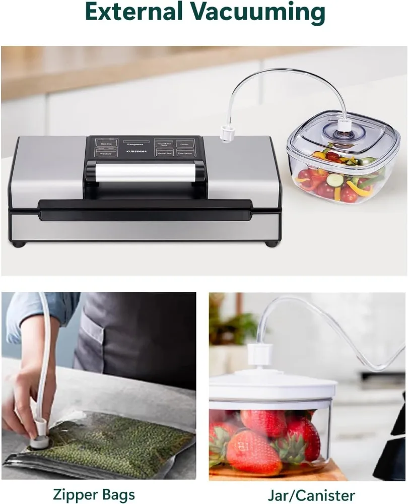 Automatic Vacuum Sealer Machine, 8 in 1 Multi-function Dry/Moist Modes for Food Preservation, Powerful Food Sealer with Built