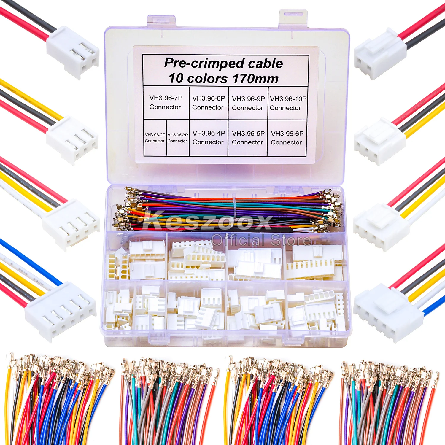 

Tcenofoxy 3.96mm Connectors JST VH CH Molex KK 396 Male Female Connectors Housing with Pre-crimped Cable Molex Connector Kit