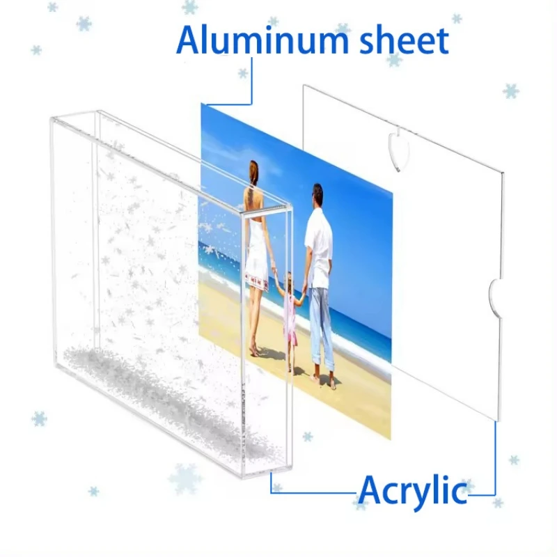 Sublimation Blank Plastic Snowflake Picture Frame Heat Transfer Liquid Picture Frame Aluminum Sheet Printing Christmas Gift photo frame