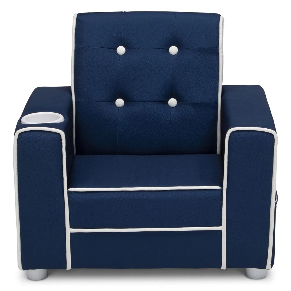 Chelsea Kids Upholstered Chair with Cup Holder, Navy 5
