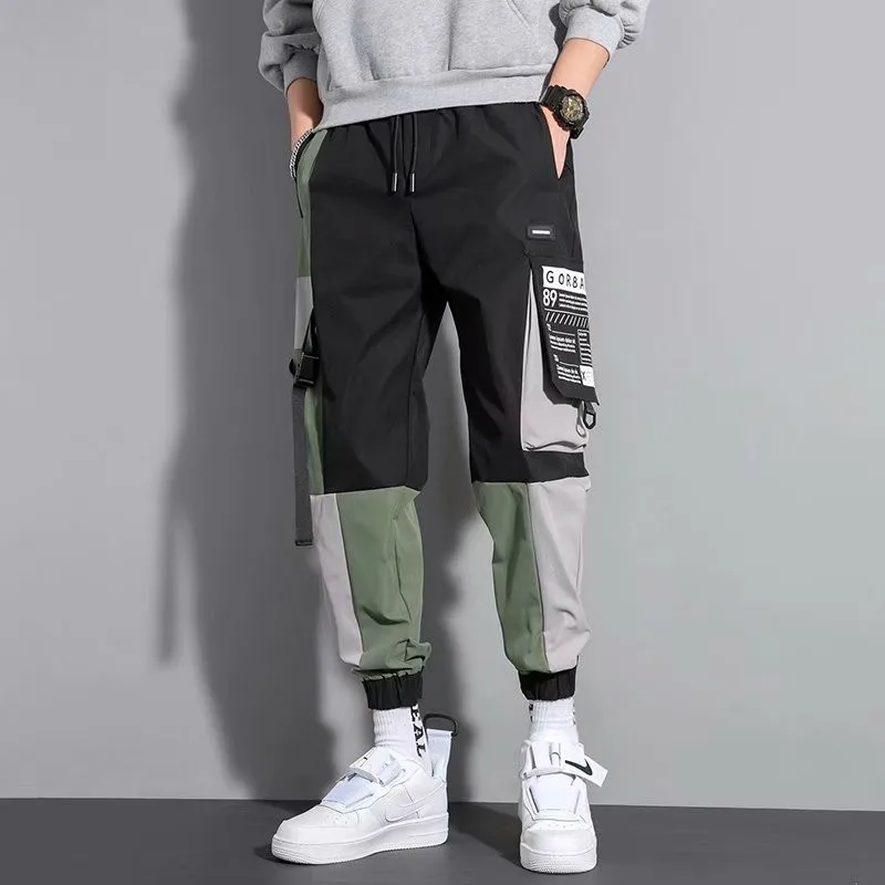 Cargo Pants Men Tooling Tie Feet Trousers Mens Hip-Pop Pockets Overalls Fashion Casual Fashion Joker Pants Cotton Rainbowtouches casual joggers mens