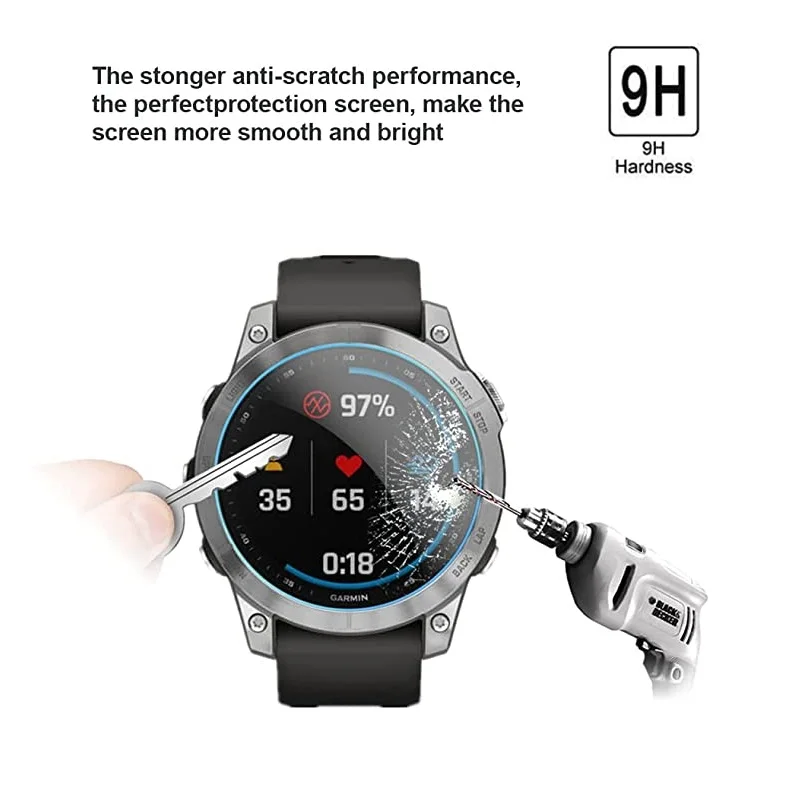 3-Pack Tempered Glass Smart Watch Screen Protector - Anti-Scratch Protective Film