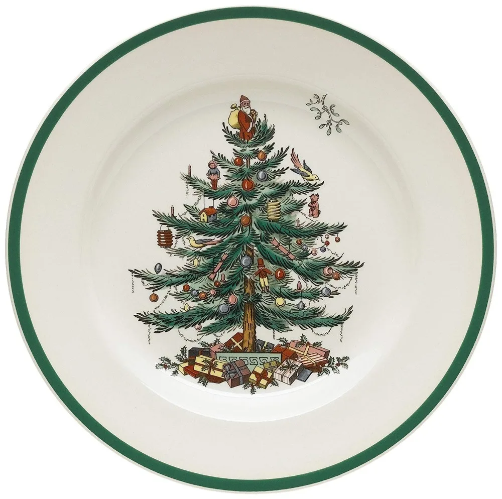 

Set of 4 European Christmas Tree Plate dinner plate Porcelain Dessert Plate Steak Salad Snack Cake Plates Tableware