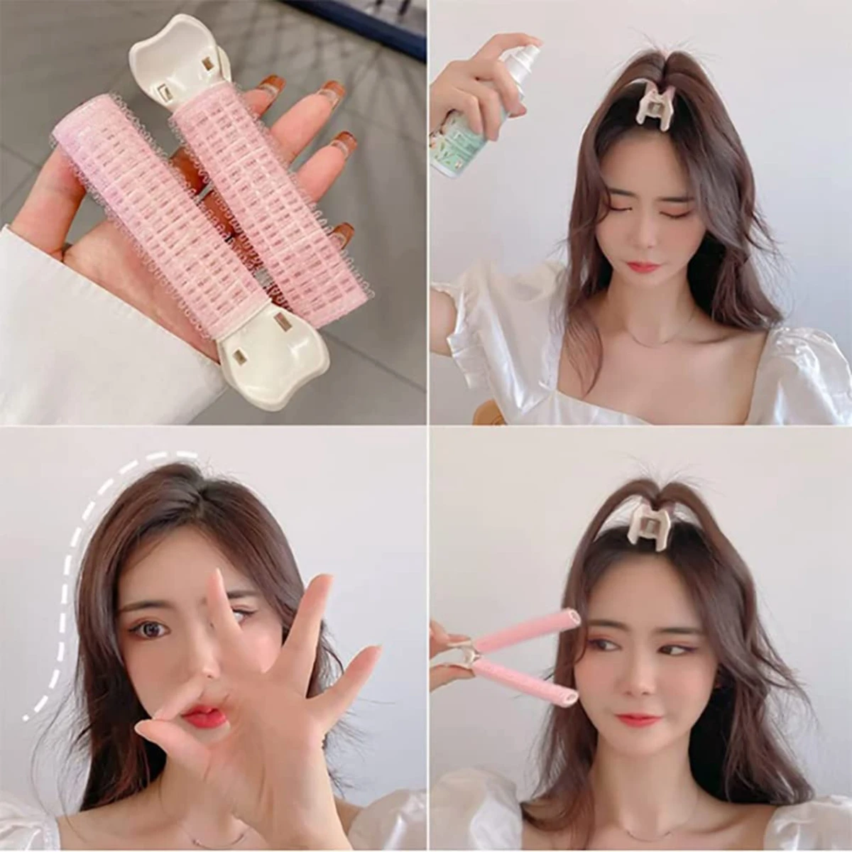 내추럴 헤어 루트 볼류마이징 헤어 클립 컬러, 앞머리 헤어스타일, 간편한 한국 스타일 헤어 액세서리, 셀프 접착식 헤어 컬러, DIY 매직 스타일링 컬러, 여성용 뷰티 도구