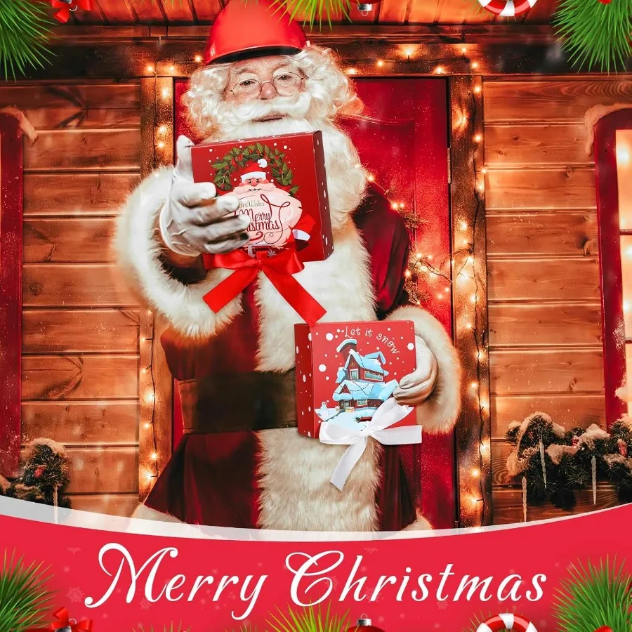 60 Pcs Christmas Gift Boxes with Lids Bulk 4.5 x 4.5 x 1.95 Inch Small Christmas Boxes with Bows for Gift Card Chocolate Crafti