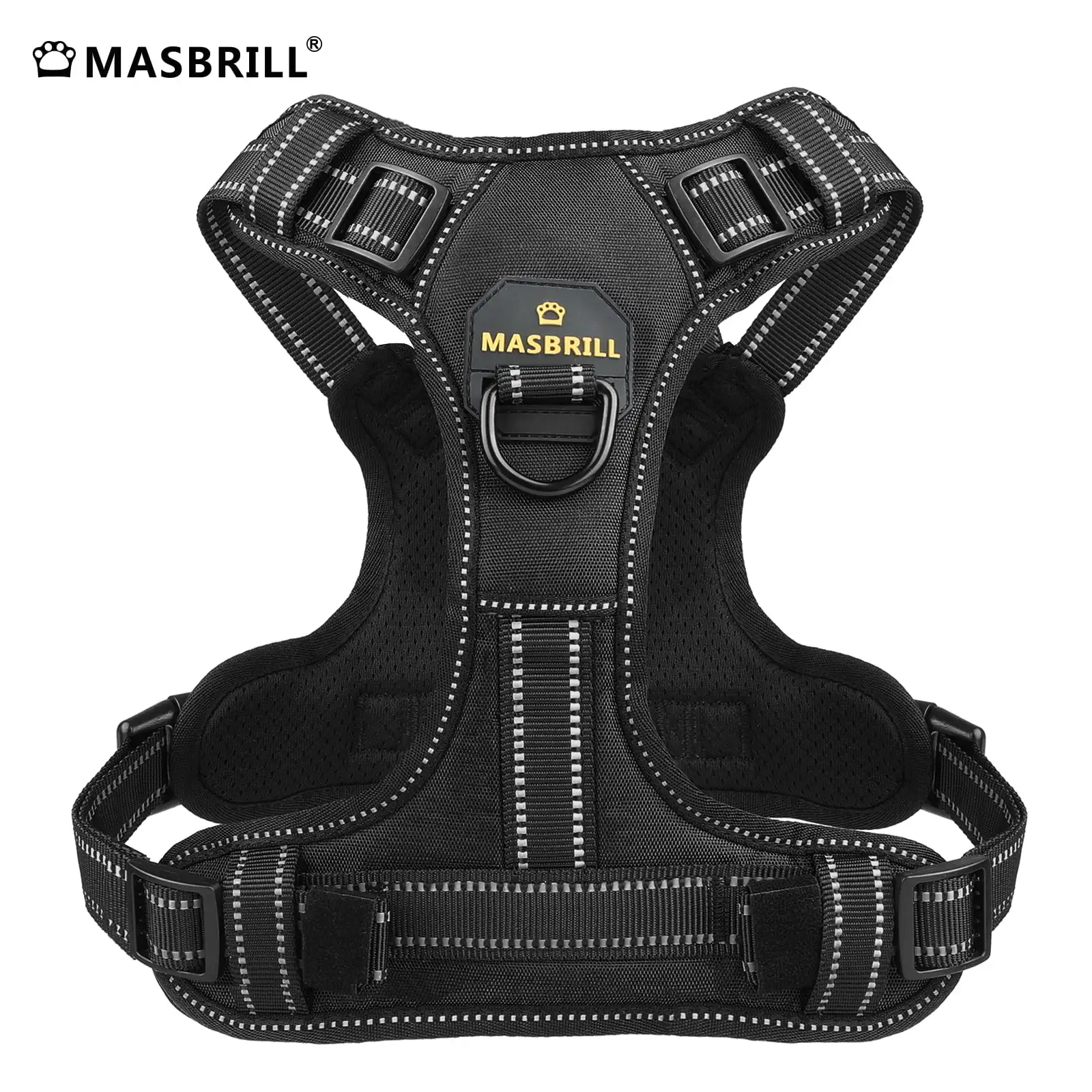 MASBRILL No Pull Dog Harness Pet Reflective Nylon Adjustable Medium