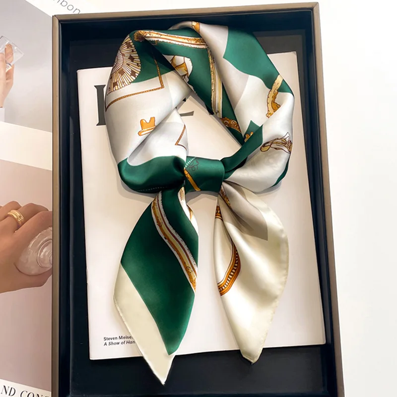 New Fashion Cat Print Satin Square Silk Scarf for Women Hand Bag Wrist Wraps Lady Scarves Shawl Neckerchief Foulard Luxury 3