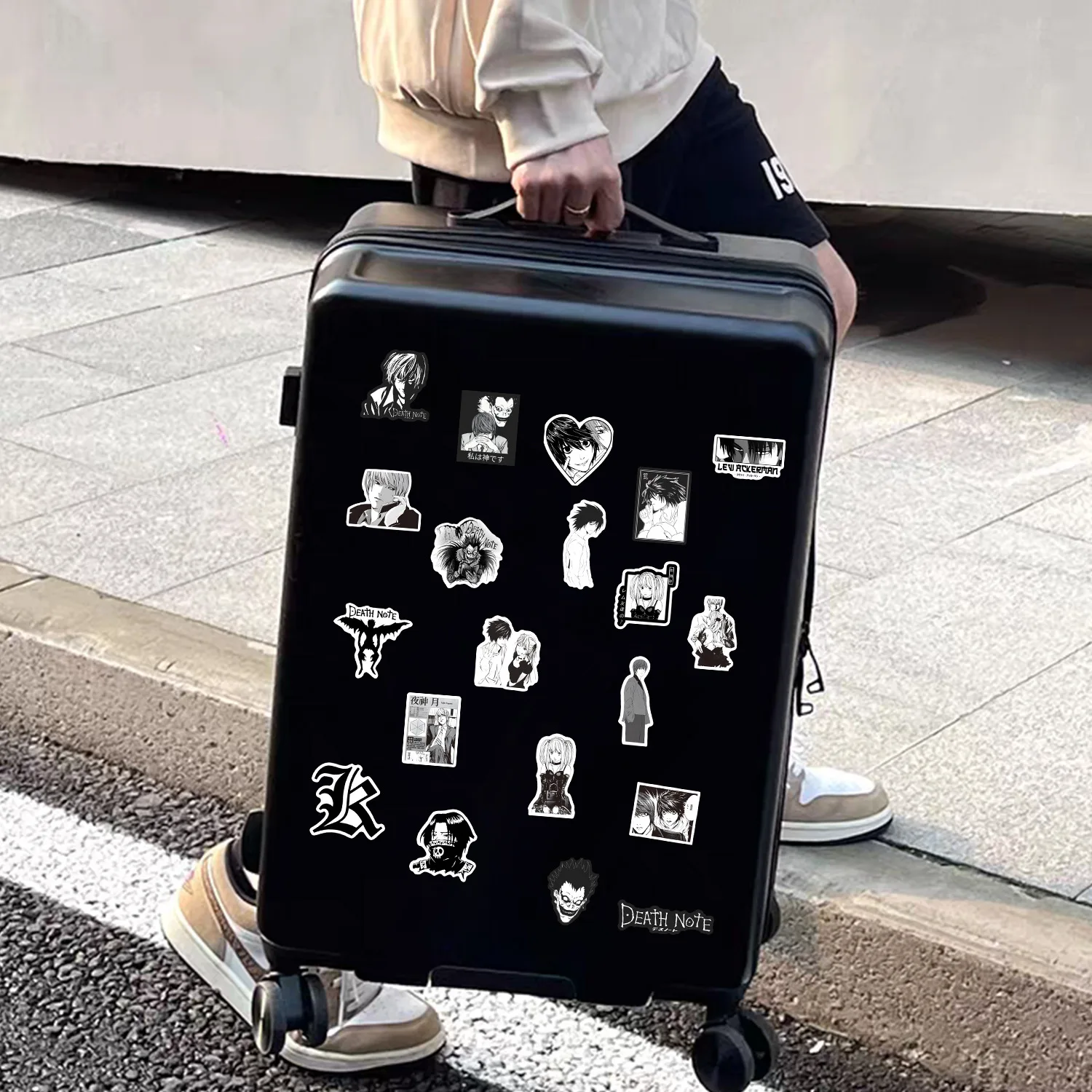 55PCS 애니메이션 데스 노트 스티커 블랙 화이트 데칼 스크랩북 수하물 노트북 자전거 가방 자동차 그래피티 스티커 장식 장난감
