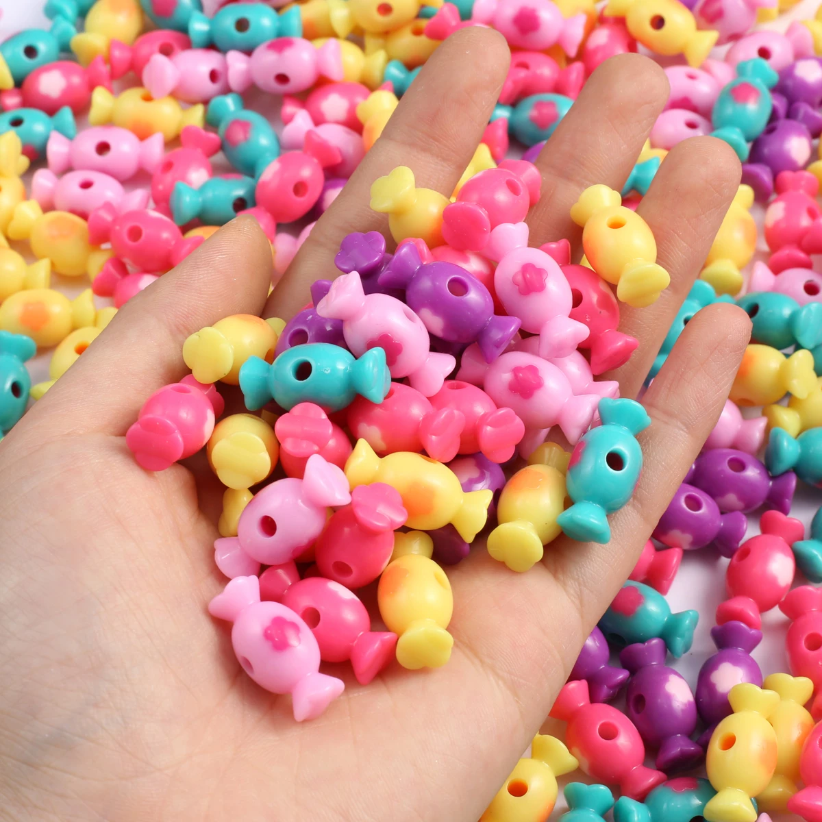 

200PCS Wholesale Candy Shape Acrylic Loose Spacer Beads Cute Jewelry Making DIY Necklace Earrings Exquisite Candy Beads
