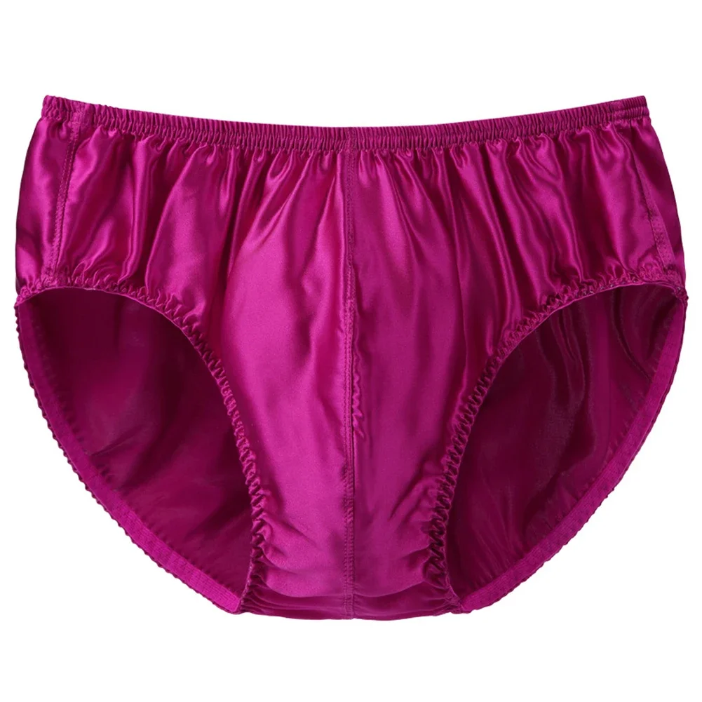 Mens Silk Underwear  Middle Waist Bikinis Glossy Bottoms Briefs Panties Lingerie U Convex Pouch Briefs Loungewear - 4