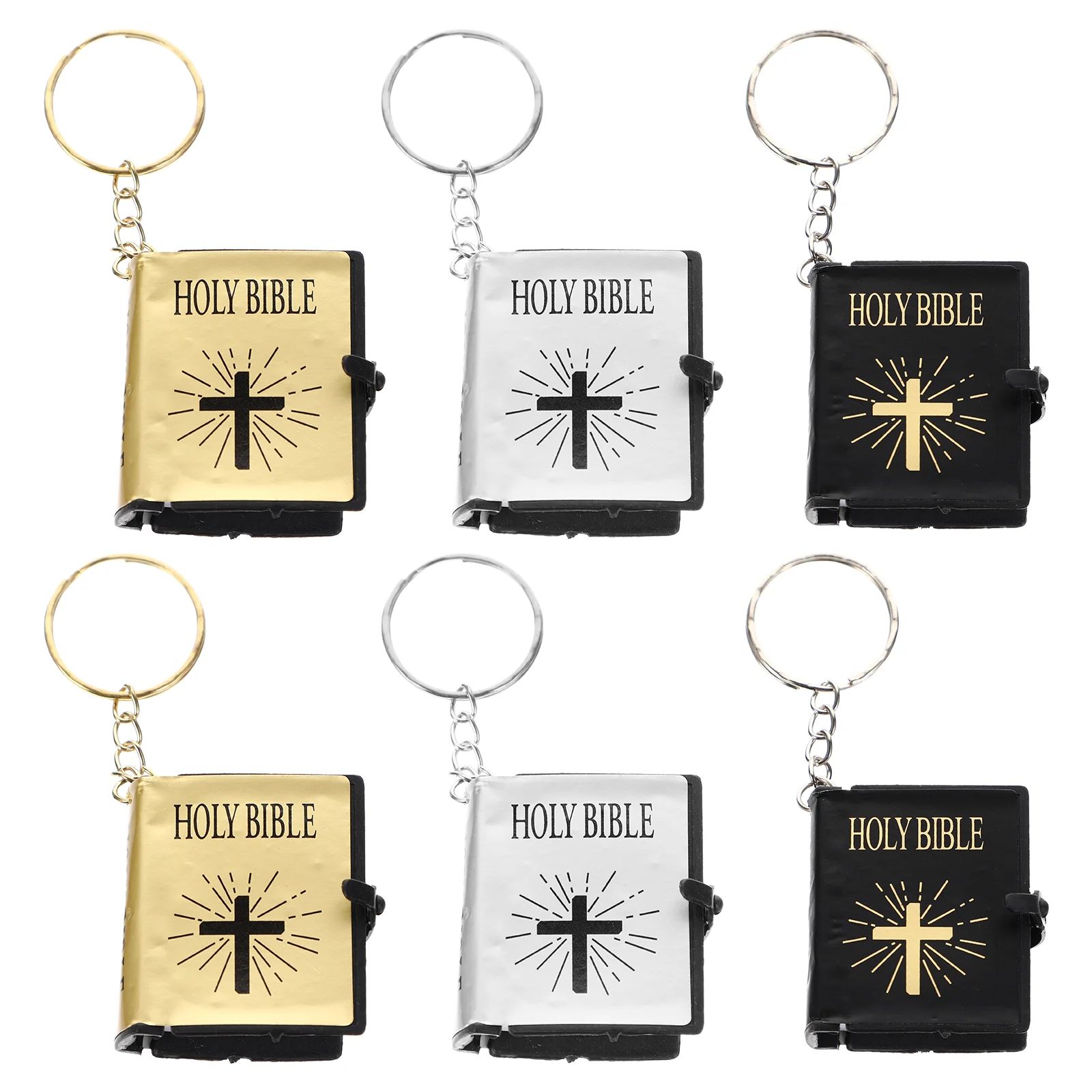 

Purse Keychain Jesus Pendant 6 Pcs Miniature Real Bible Key Chains Mini Book Keychain Miniature Book Keyring Bible Religious