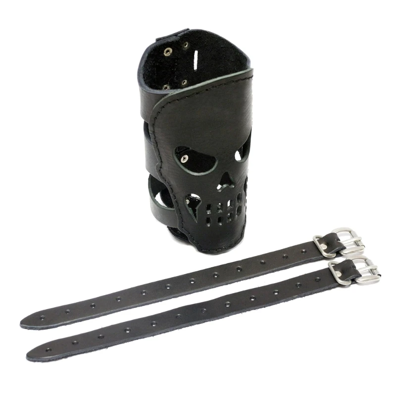 Motorcycle Biker Drink Holder Leather Coffee Water Bottle Cup Holder with Skull Gift Auto Car-styling Bicycles Universal