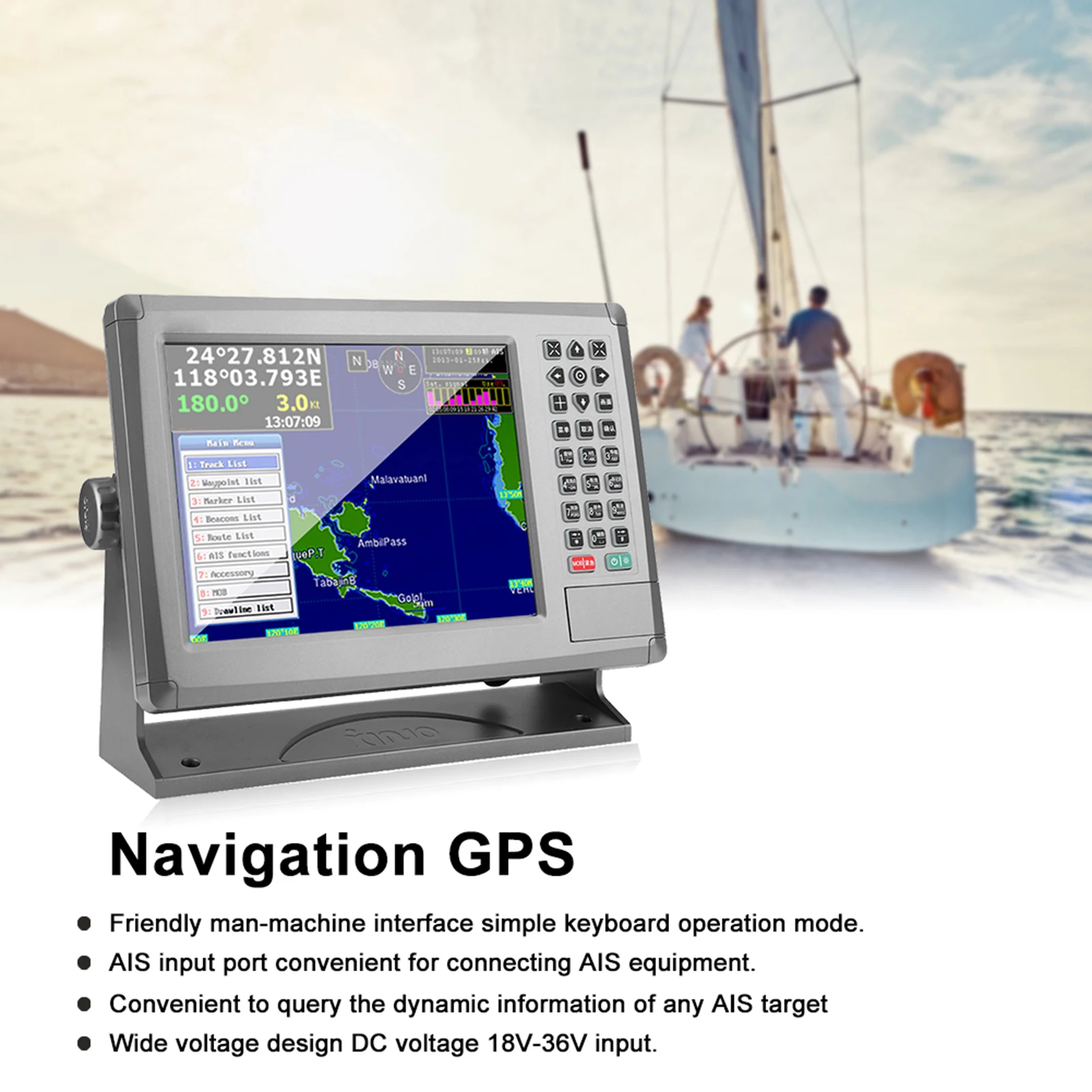 10.4in Marine AIS Class B GPS Navigator XF-1069B Collision Avoidance Automatic Identification for XINUO Marine Chart Plotter GPS