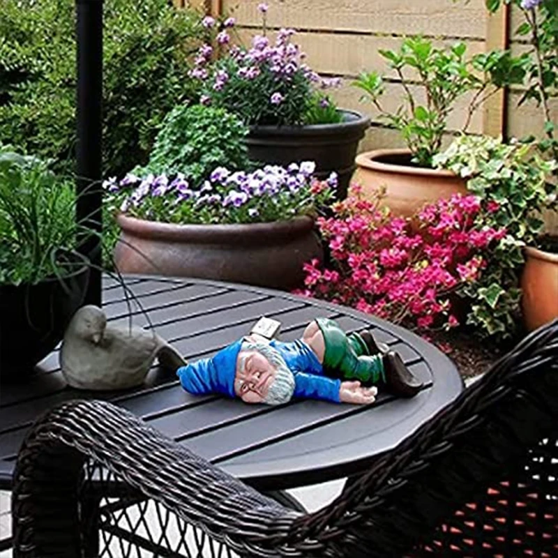 Drunken Dwarf Resin Sculpture Garden Home Decoration Accessorie Garden Statue Ornament Micro Landscape Outdoor Figurine Ornament 6