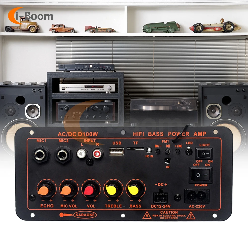 

Встроенная плата для домашнего кинотеатра, аудиосистема 100 Вт ~ 500 Вт, высокомощный аудиомодуль с двумя микрофонными входами, В переменного тока