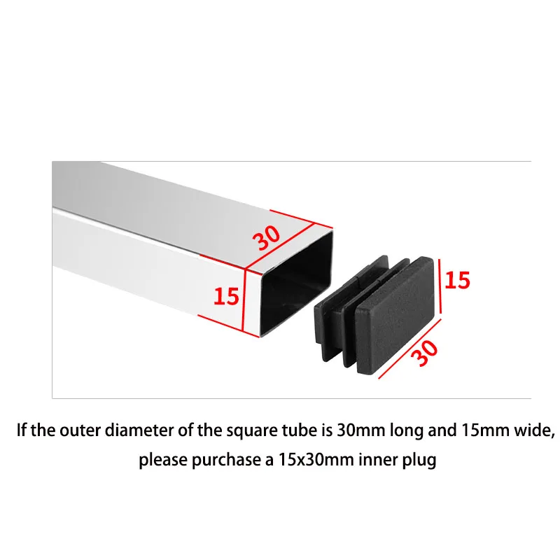 Lot De 6 Bouchons Rectangulaires Noirs – 50 X 120 Mm, Plastique Polyéthylène