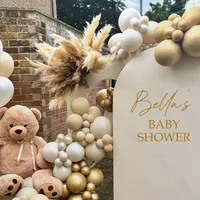 Baby Shower Party สติกเกอร์ไวนิลกระจกแชมเปญทองที่กําหนดเองชื่อสติกเกอร์สําหรับวันเกิด Baptism Baby Shower ฉากหลังตกแต่ง 4