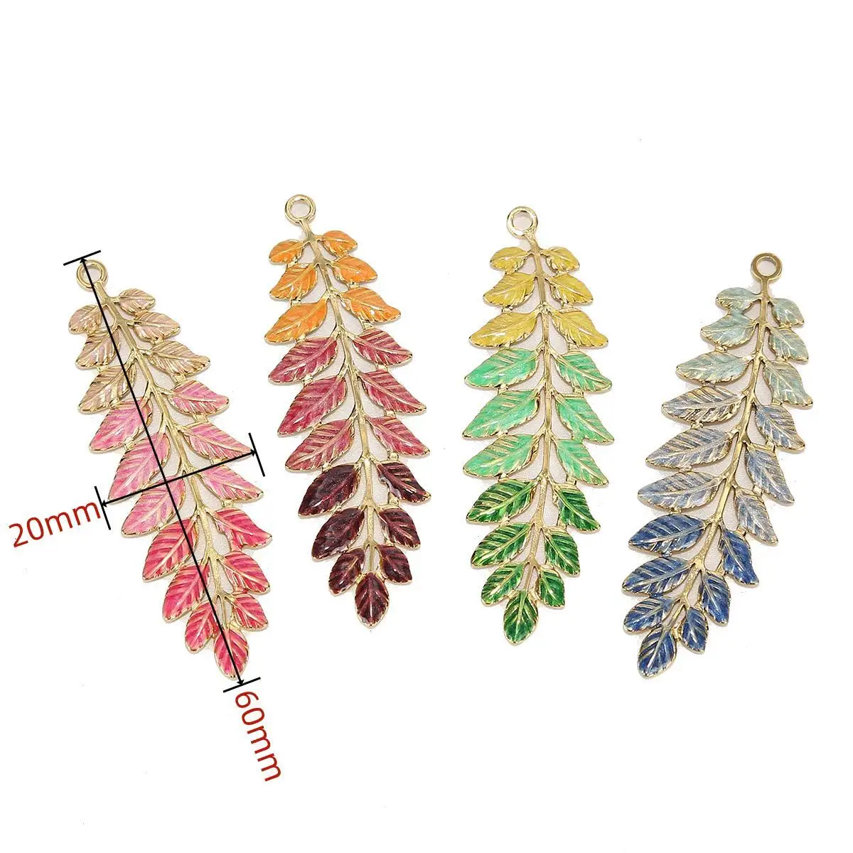 

2pcs Stainless Steel Gradient Charms Pendant Enamel Leaves Pendants For DIY Jewelry Earring Necklace Accessories 20*60mm