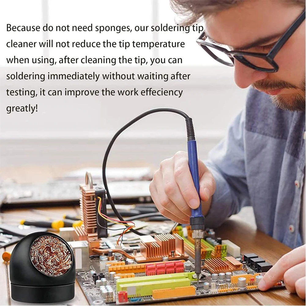 Soldering Iron Tip Cleaner Desoldering Cleaning Ball Welding Soldering Iron Mesh Filter Metal Wire Stand Steel Ball Tin Remover soldering iron cleaning tool soldering iron cleaner soldering iron tip cleaner