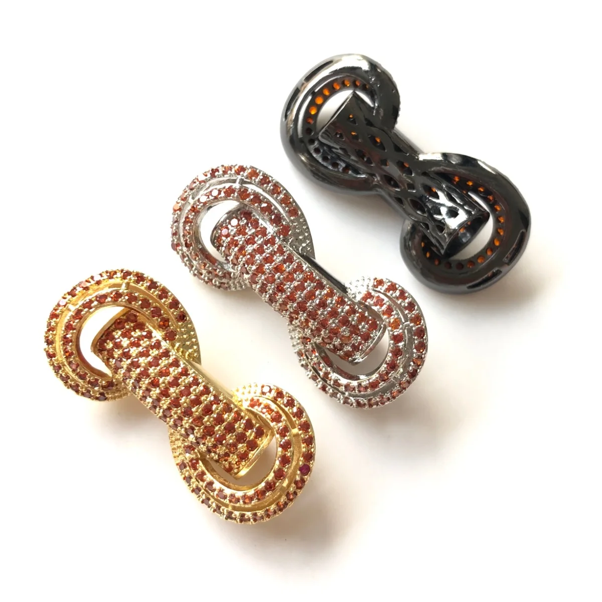 5pcs Reddish Orange Zirconia Curved Tube Bar Spacer Beads for Women Bracelet Necklace Making DIY Jewelry Centerpiece Accessories