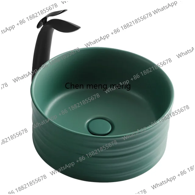 อ่างล้างหน้าทรงกลมแบบตั้งโต๊ะ สีเขียวเข้มด้าน ลดราคาพิเศษ ดีไซน์สร้างสรรค์ โดดเด่นมีเอกลักษณ์ 5