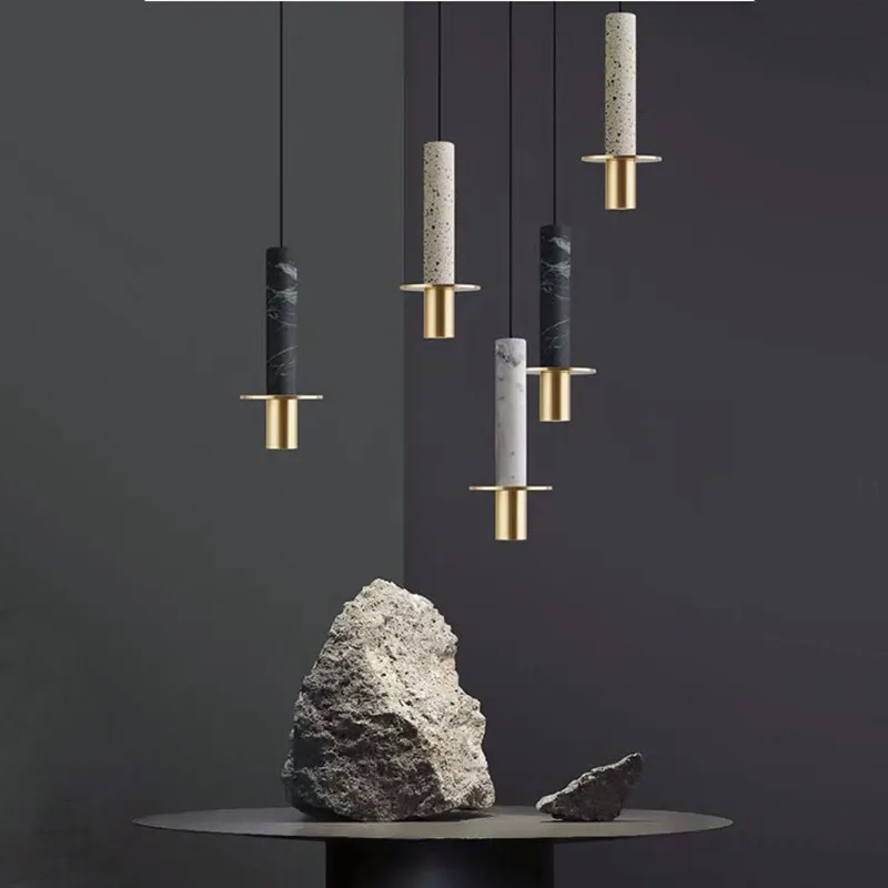 

Simple modern Nordic personality creative black and white marble terrazzo restaurant bar coffee shop small chandelier lamps LED