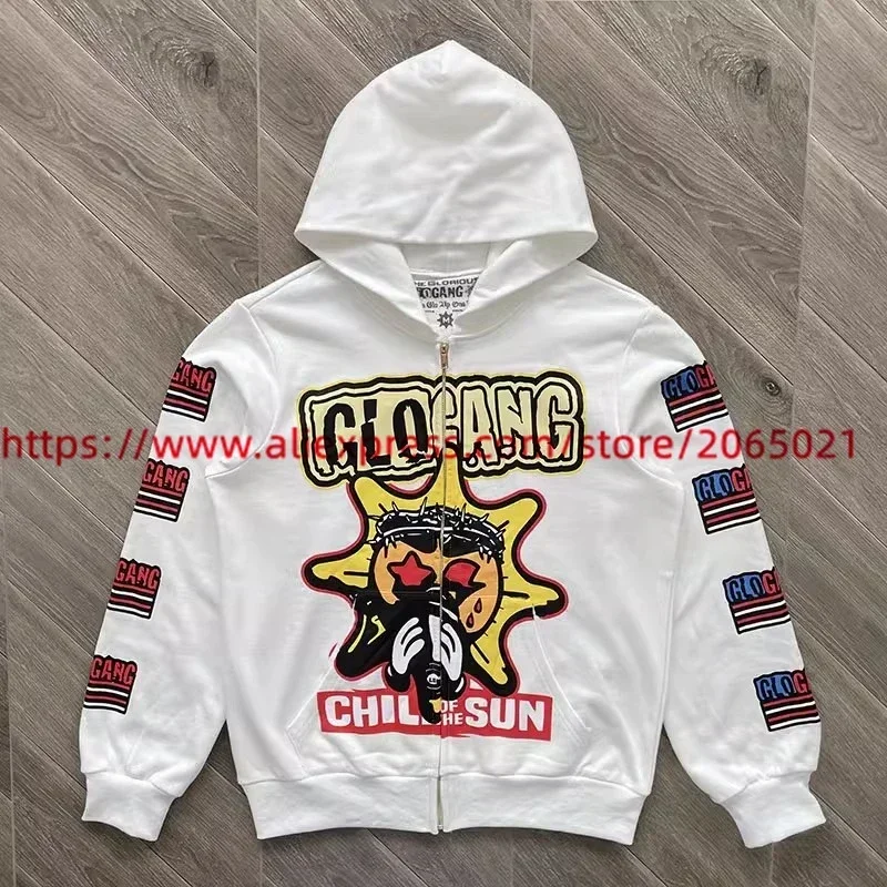 トップス GREED GLORY Ma-1 Jkt 2025fw Glo Gang The Glory Full Zip Hoodie Men Women 1:1 High