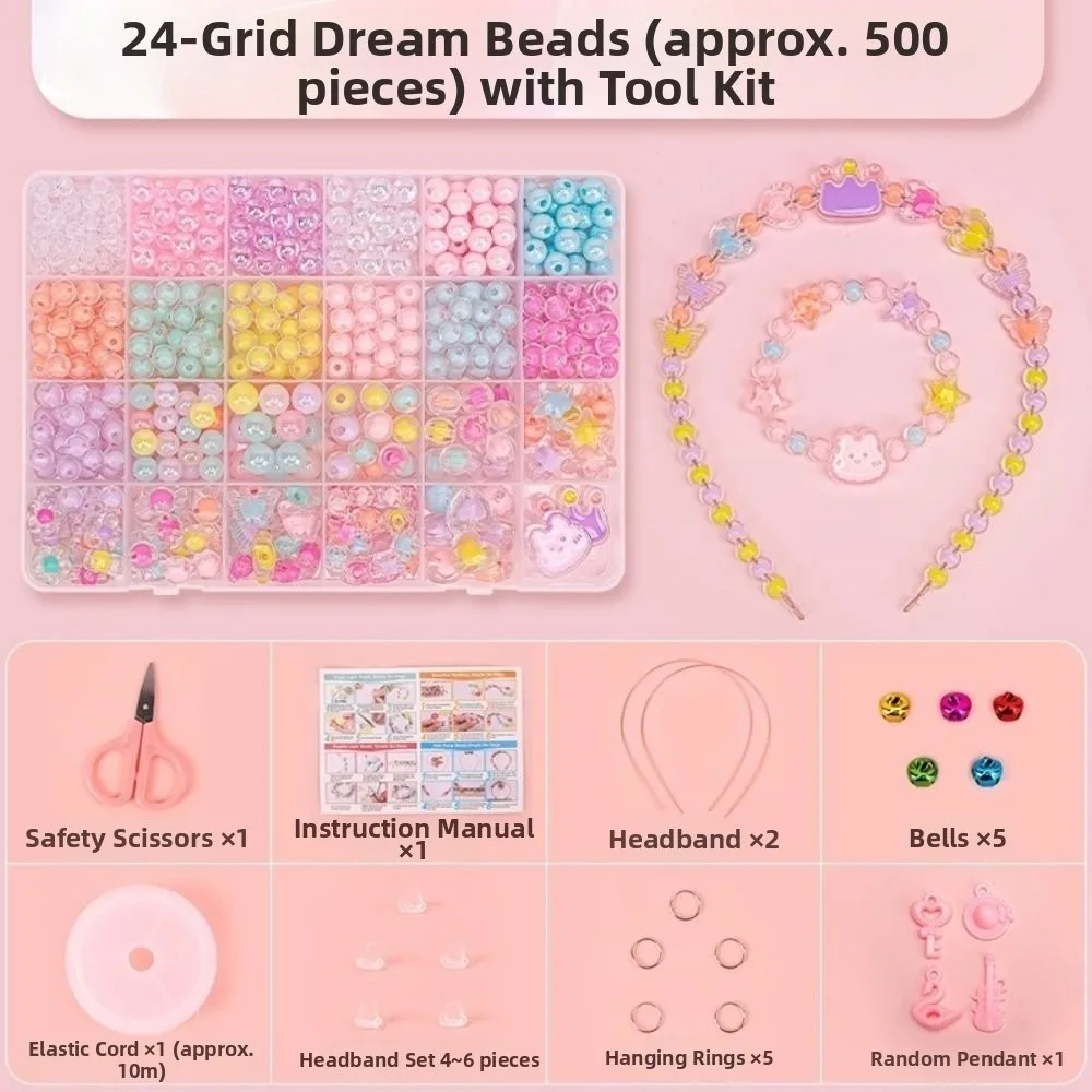 DIY Handmade Beaded Jewelry Craft Kit - Creative 24-Grid Acrylic Beads for Cute Kawaii Bracelet Making