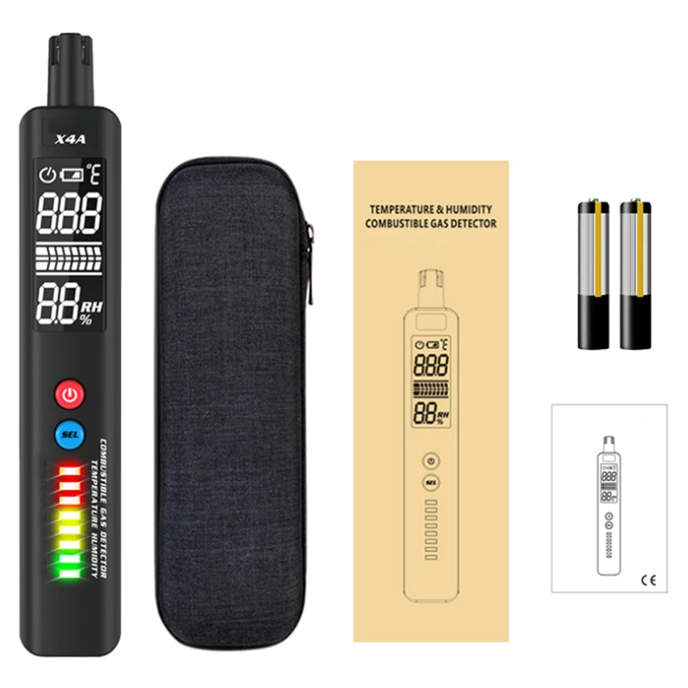 

X4A Portable Natural Sniffer Gas Leak Detector Temperature Humidity Tester Wide Detection Range User Friendly Design