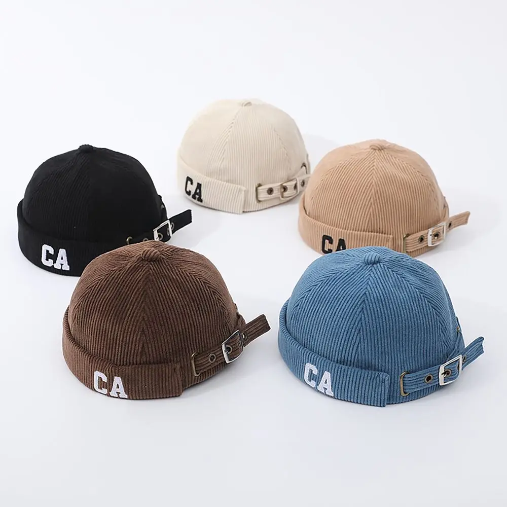 

Japanese Style Baby Corduroy Docker Cap Wear All Seasons Brimless Brimless Hip Hop Hats Size Adjustable Landlord Hat