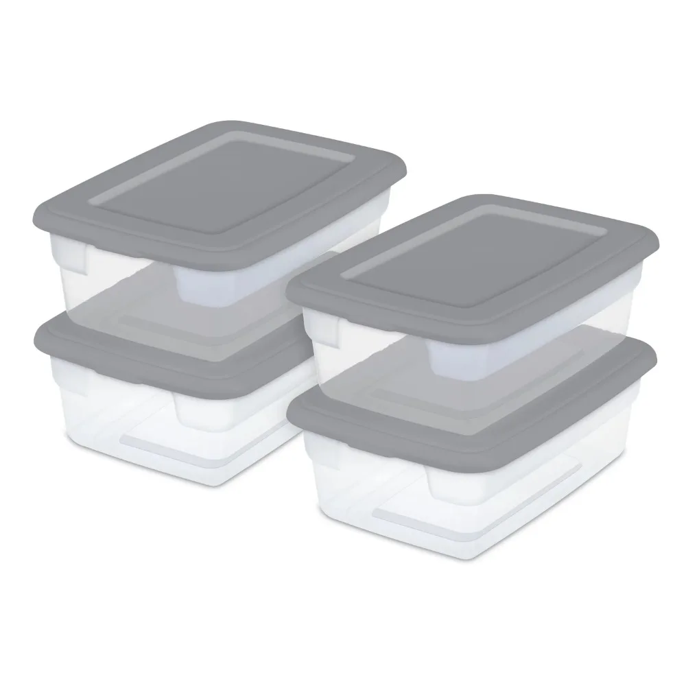 

Sterilite 3 Gallon Plastic Storage Box, Gray and Clear, 16 Count boite de rangement cajas de plástico transparentes