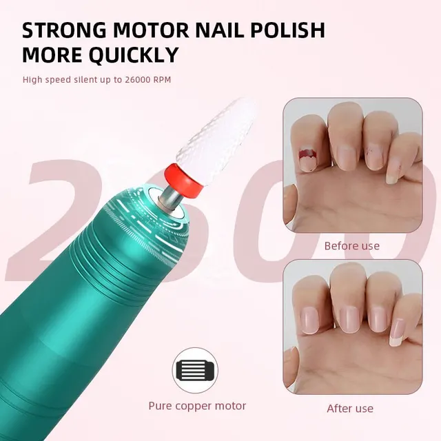 Wireless Nail Drill Pen USB Nail File Polishing Manicure Tool