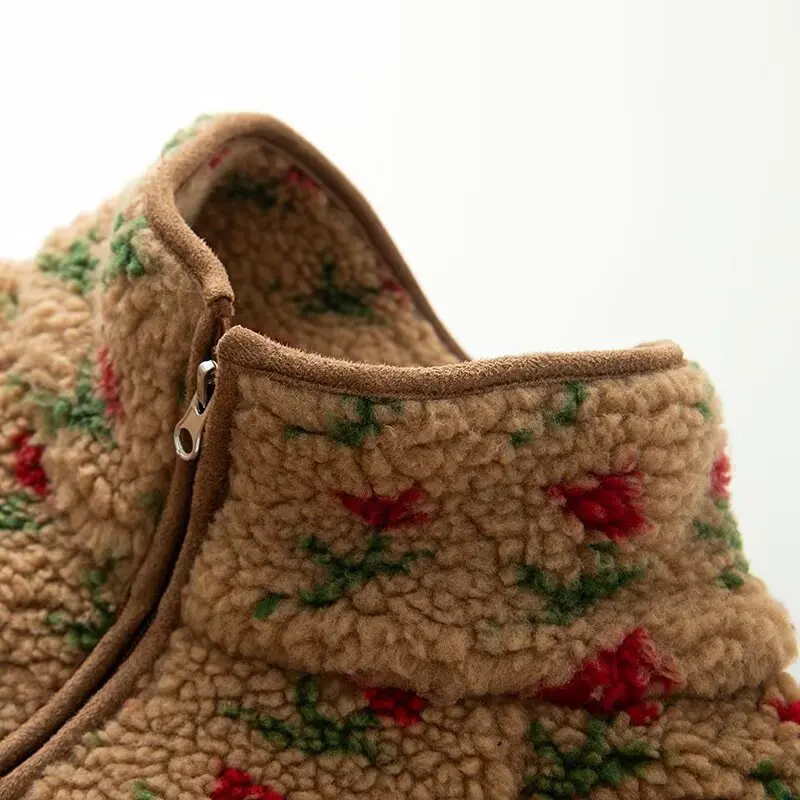 Fleece Jackets Women's Floral Coat Winter Long Sleeve Outwear 2025 Casual Loose Coat  Casual Loose y2k Jackets Woman Coat Tops