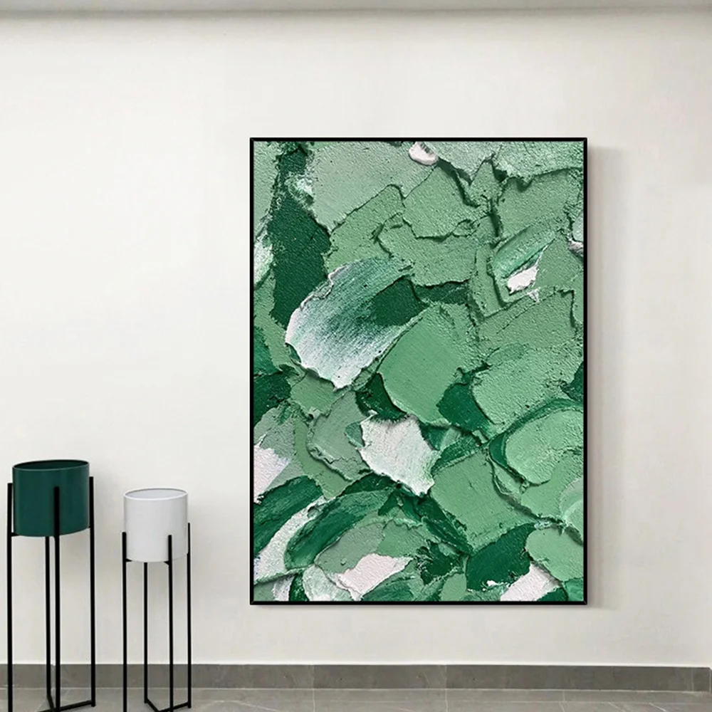 

HUACAN 3D Green Picture Abstract Oil Painting Wall Art Home Decoration Modern Hand Painted Oil Painting On Canvas Unframe
