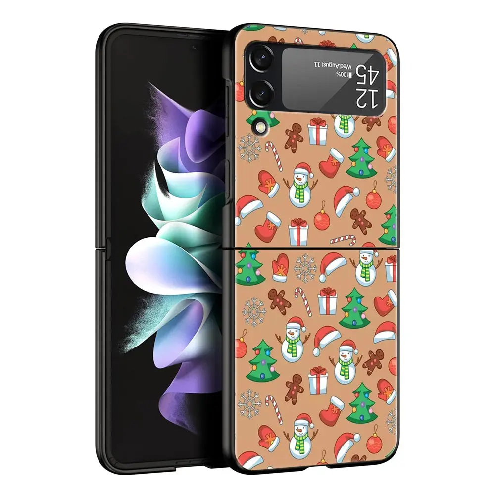 Luxury Black Hard Shell Folding Phone Case - Christmas Santa Claus Design