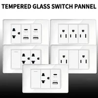 ​ ​ ซ็อกเก็ตอัจฉริยะ 118 ขนาด: 2xUSB-C PD และพอร์ต AC คู่สําหรับอุปกรณ์ไทย/สหรัฐอเมริกา พื้นผิวแก้วคริสตัล 110V ​ ​ 1