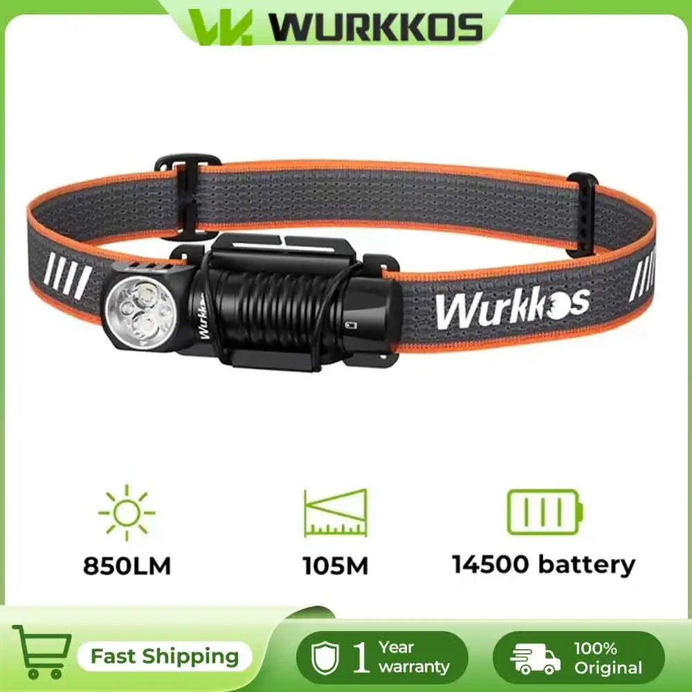 Wurkkos HD12 Headlamp 850 Lumens with Red Light Flashlight and Magnetic Clip, Ideal for Camping, Hiking, and Fishing