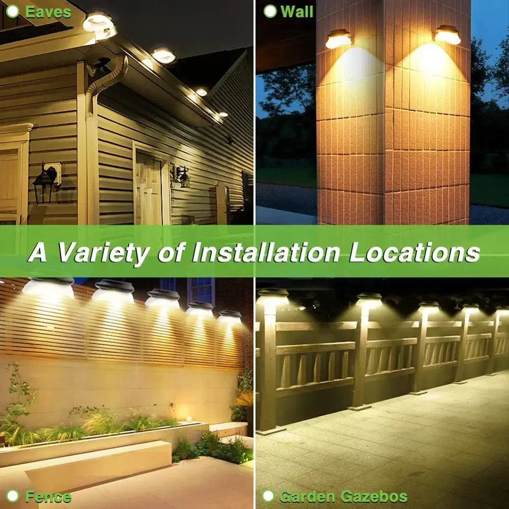 High Brightness Solar Fence Lights Upgraded with 9 LED Outdoor Waterproof Intelligent Solar Garden Gutter Lights