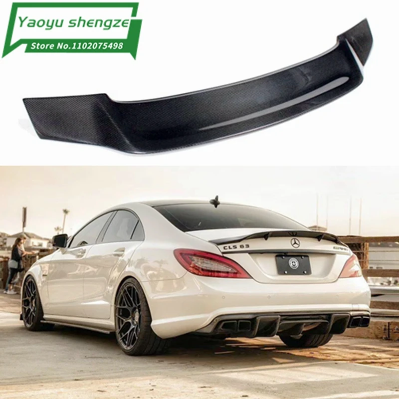 

For Mercedes Benz CLS Class W218 CLS 260 300 350 400 CLS63 AMG Spoiler Carbon Fiber Rear Trunk Spoiler Wing R Style 2011 - 2016