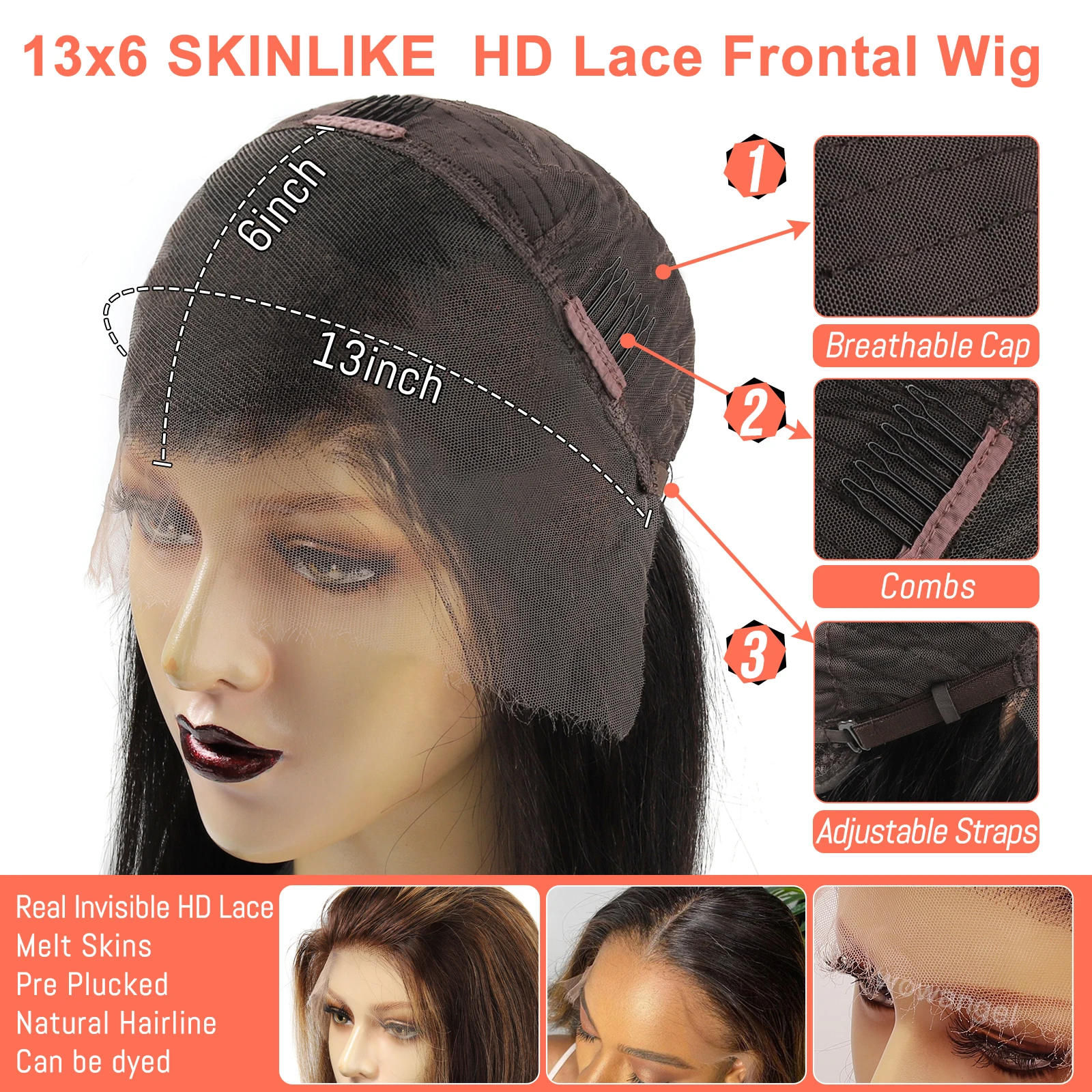 250% Light Yaki Straight Wig 13X6 HD Lace Full Frontal Wigs