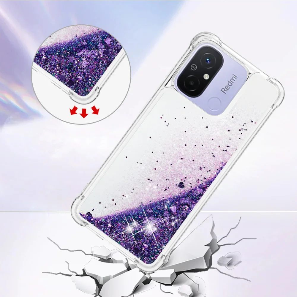 Sparkling Liquid Quicksand Phone Case with Clear Dynamic Glitter Design