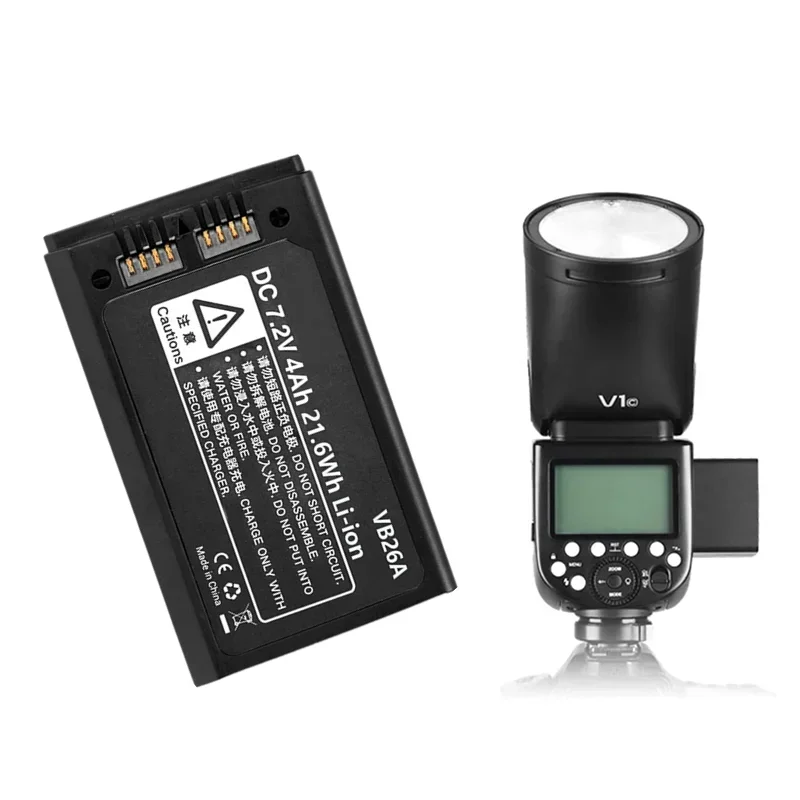 Vb26A Vb26 Li-Ion Akku 4000Mah Ersatz Batterie Fuir Godox V1S V1C V1N V1F V1O V1P Runde Kopf Flash