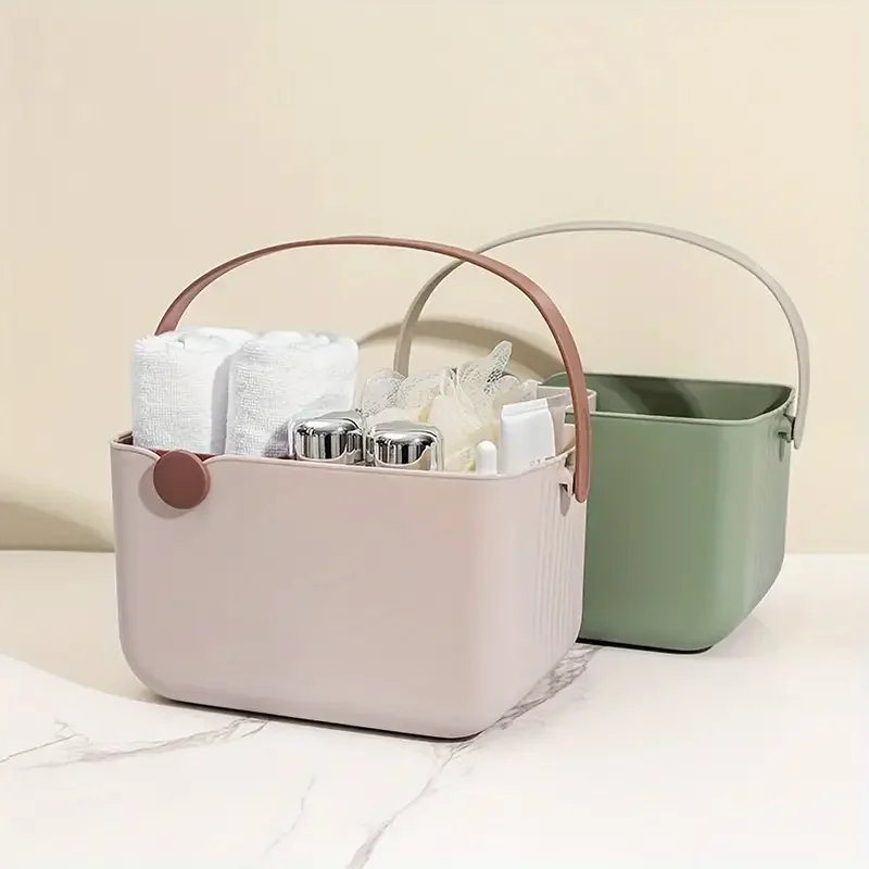 1PC Bath Basket Portable Bathroom Toiletries Storage Basket Color Rectangular Dormitory Bathroom Camping Accessories