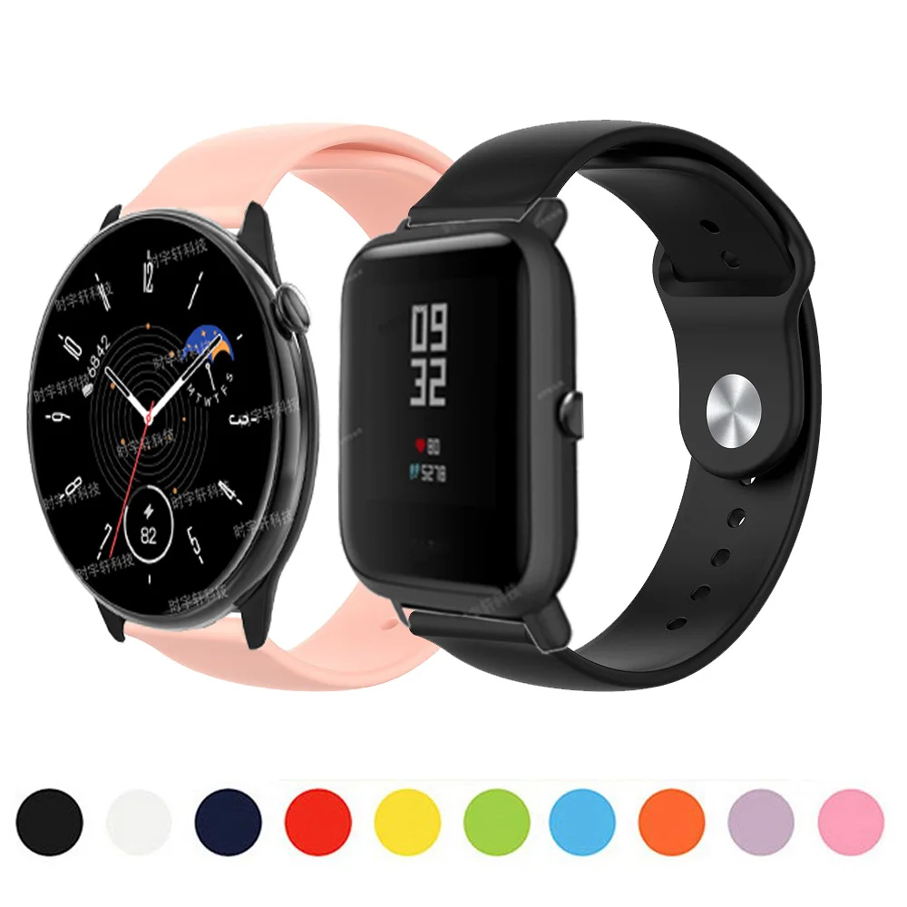 

20mm/22mm Band For Amazfit GTS/2/2e/3/4 GTS2/GTR Mini/4/3/Pro/47mm/GTR2/2e/stratos 2/3 Silicone Bracelet Amazfit Bip Watch Strap