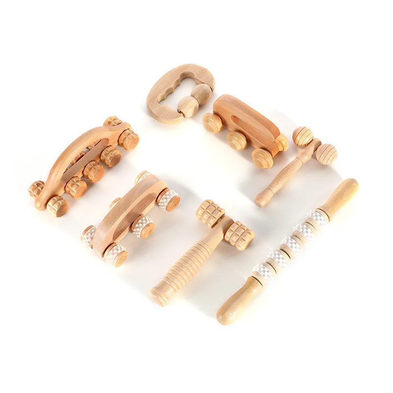 Premium Wooden Deep Tissue Massage Roller Tool - Full Body Relaxation Aid